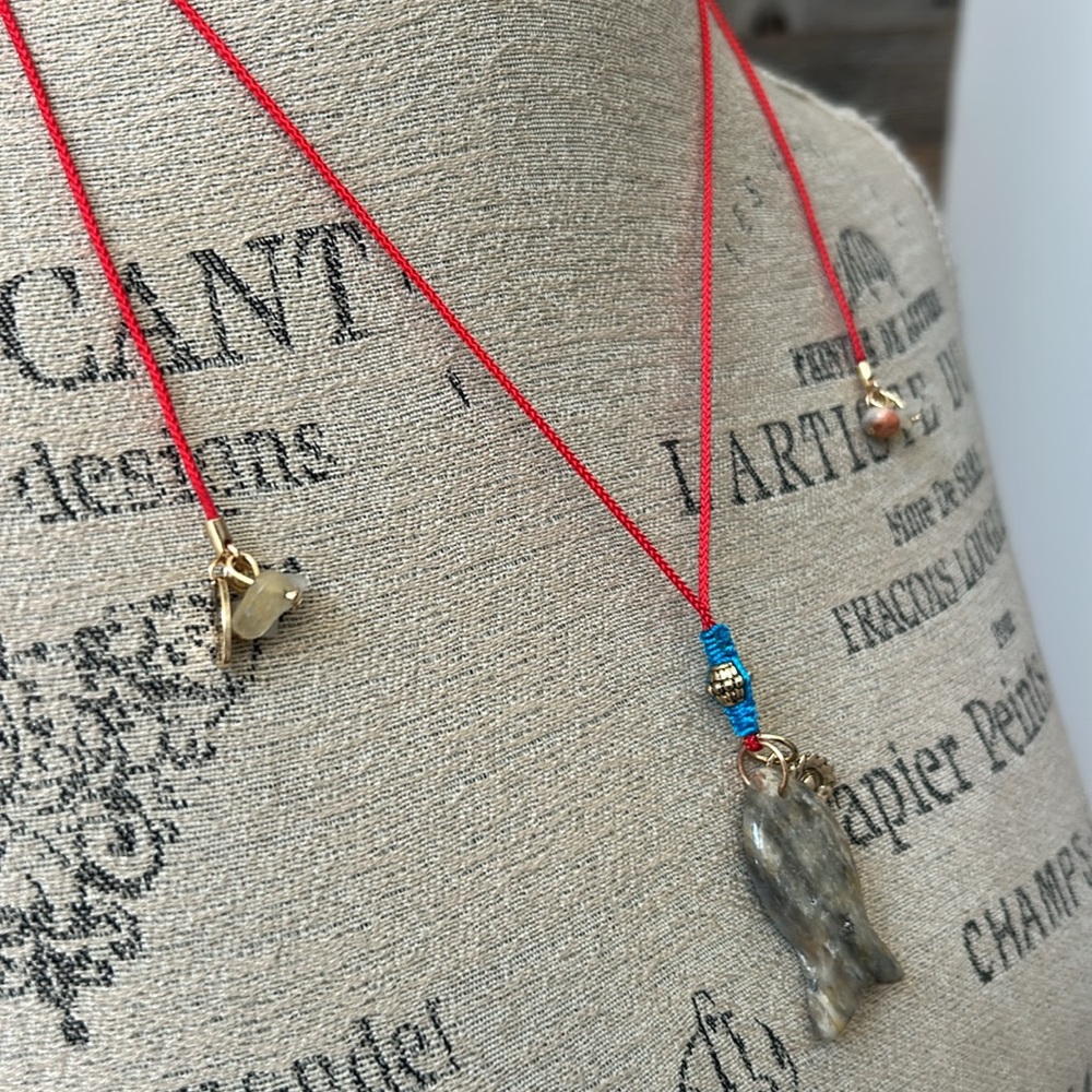 NWT Free People Red Cord Adjustable Necklace with Fish Pendant - Picture 6 of 9